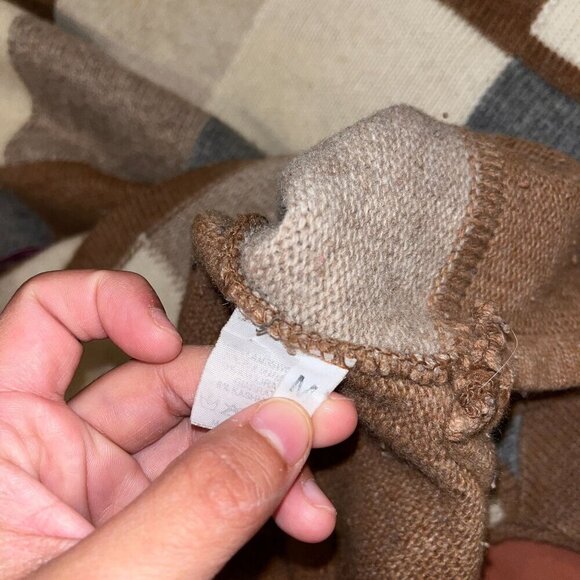 Vintage LambWool Cashmee Blend Patchwork Turtleneck Sweater Women Size Medium - Picture 9 of 9